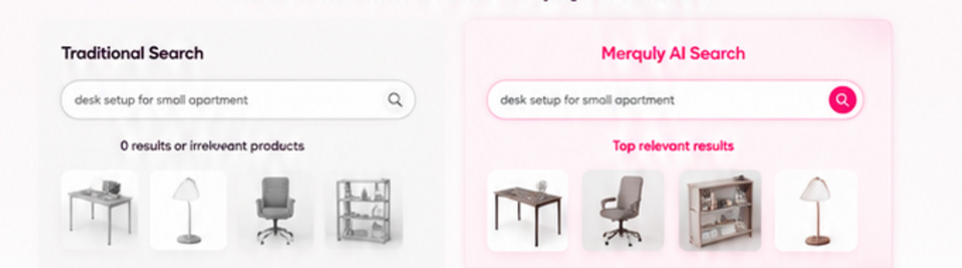 Comparison between traditional ecommerce search and Merquly AI Search